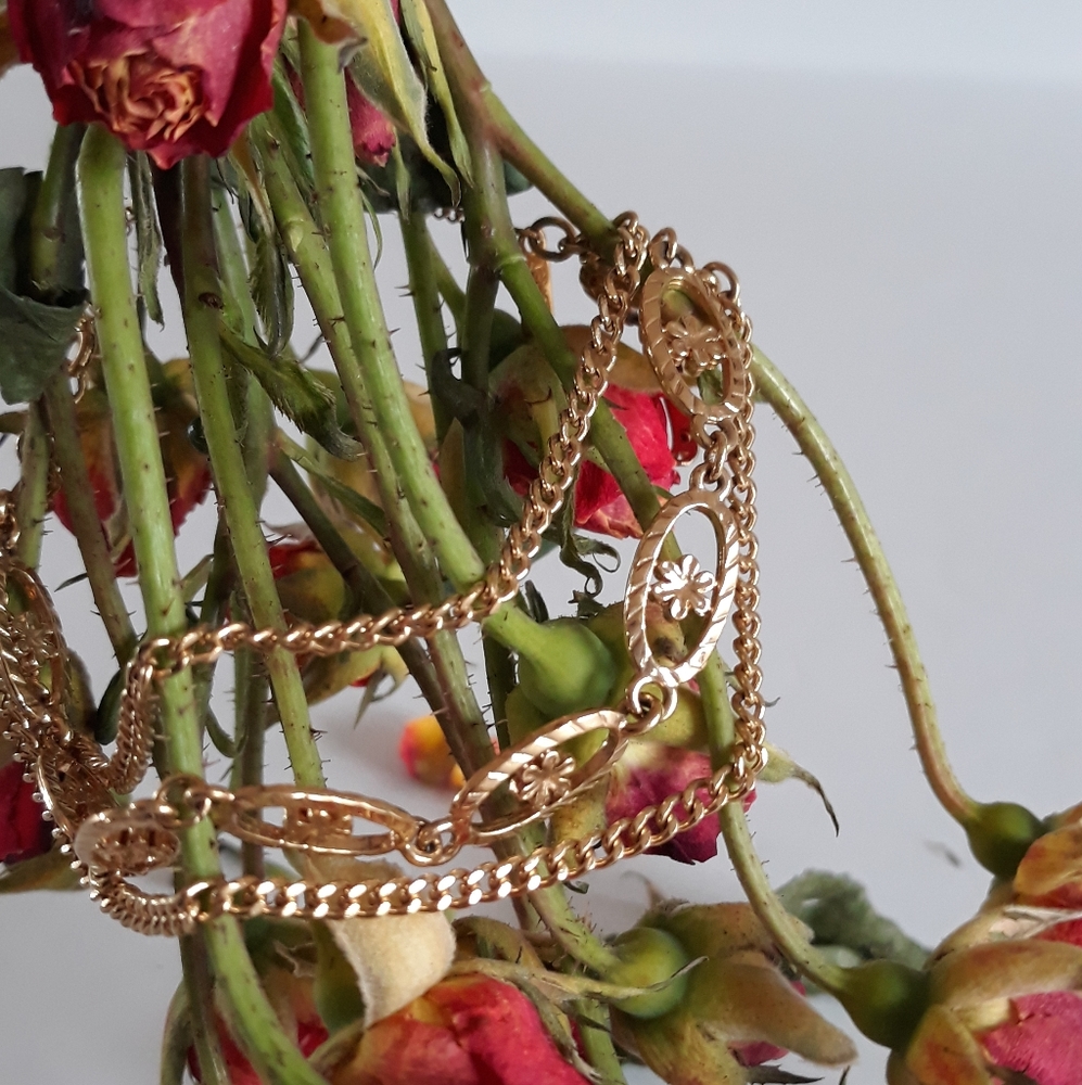 Monet gold-tone triple chain floral bracelet